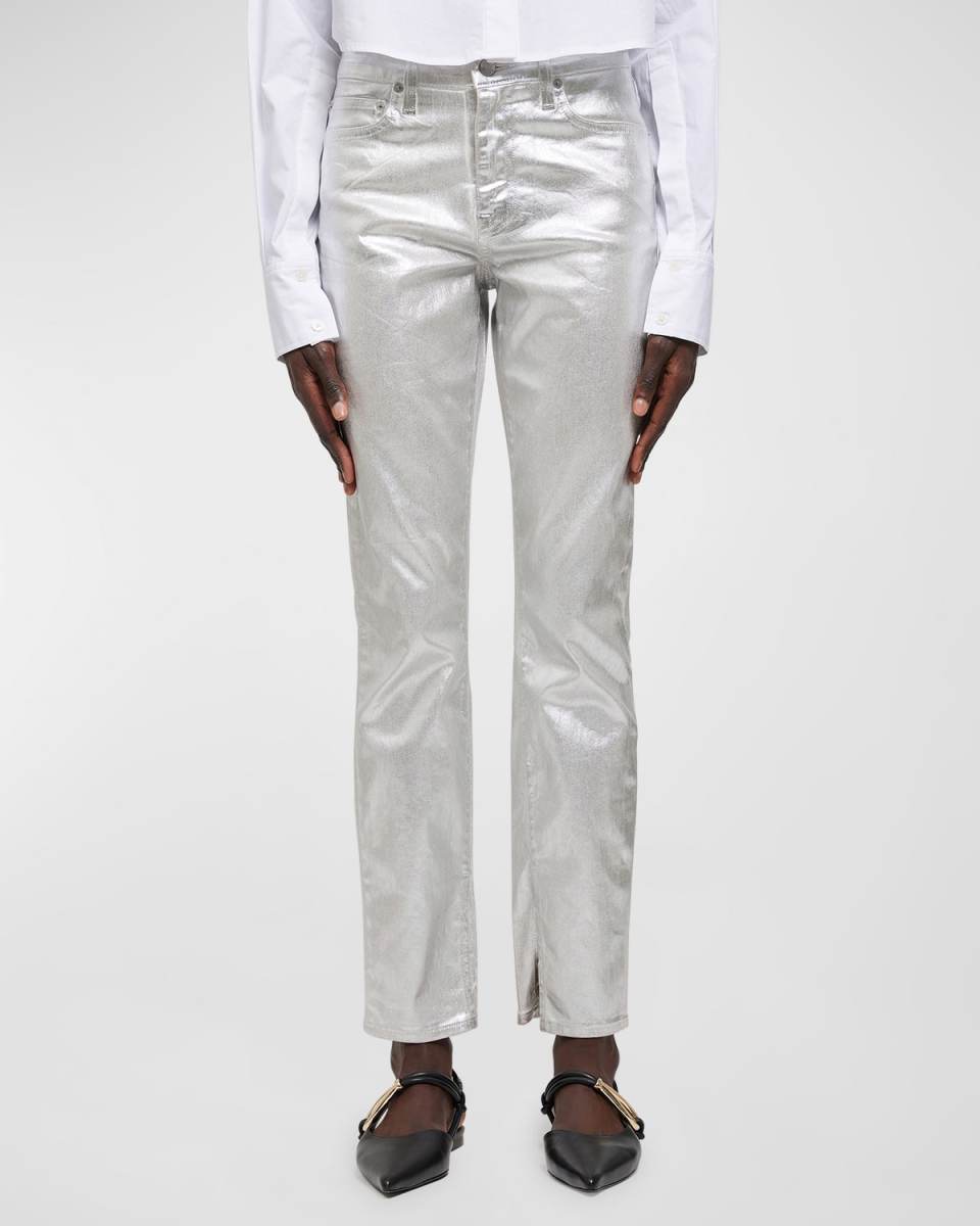 Rae Metallic High Rise Skinny Ankle Jeans